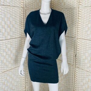 Helmut Lang Womens Wool Tunic Grey Short Sleeve Sweater, M.